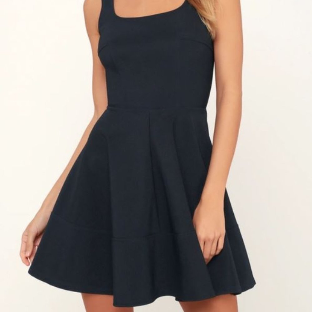 Lulu's 'Home Before Daylight' Navy Blue Dress